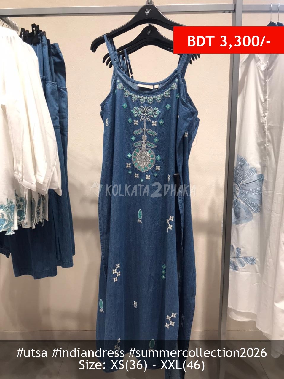 Utsa Indigo Sleeveless Dress