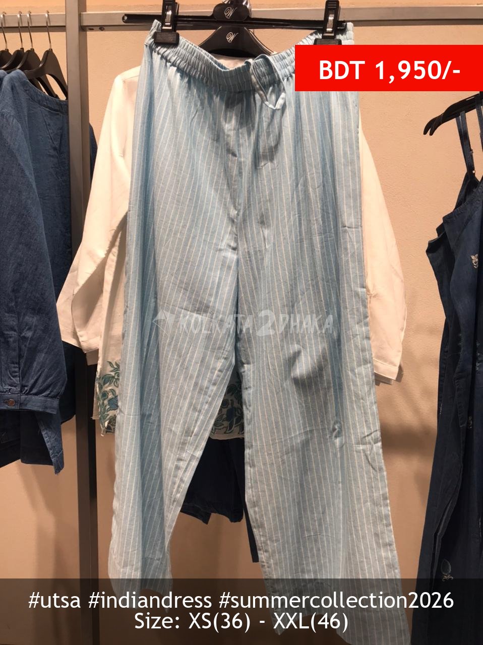 Utsa Blue Striped Pants