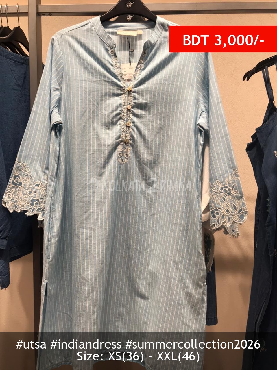 Utsa Blue Striped Kurta