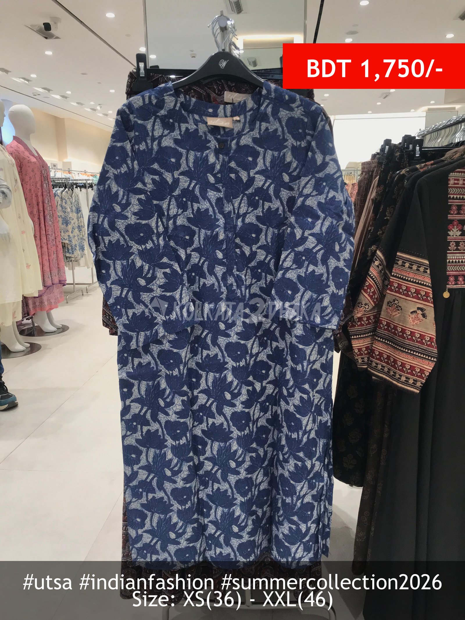 Utsa Indigo Straight Kurta