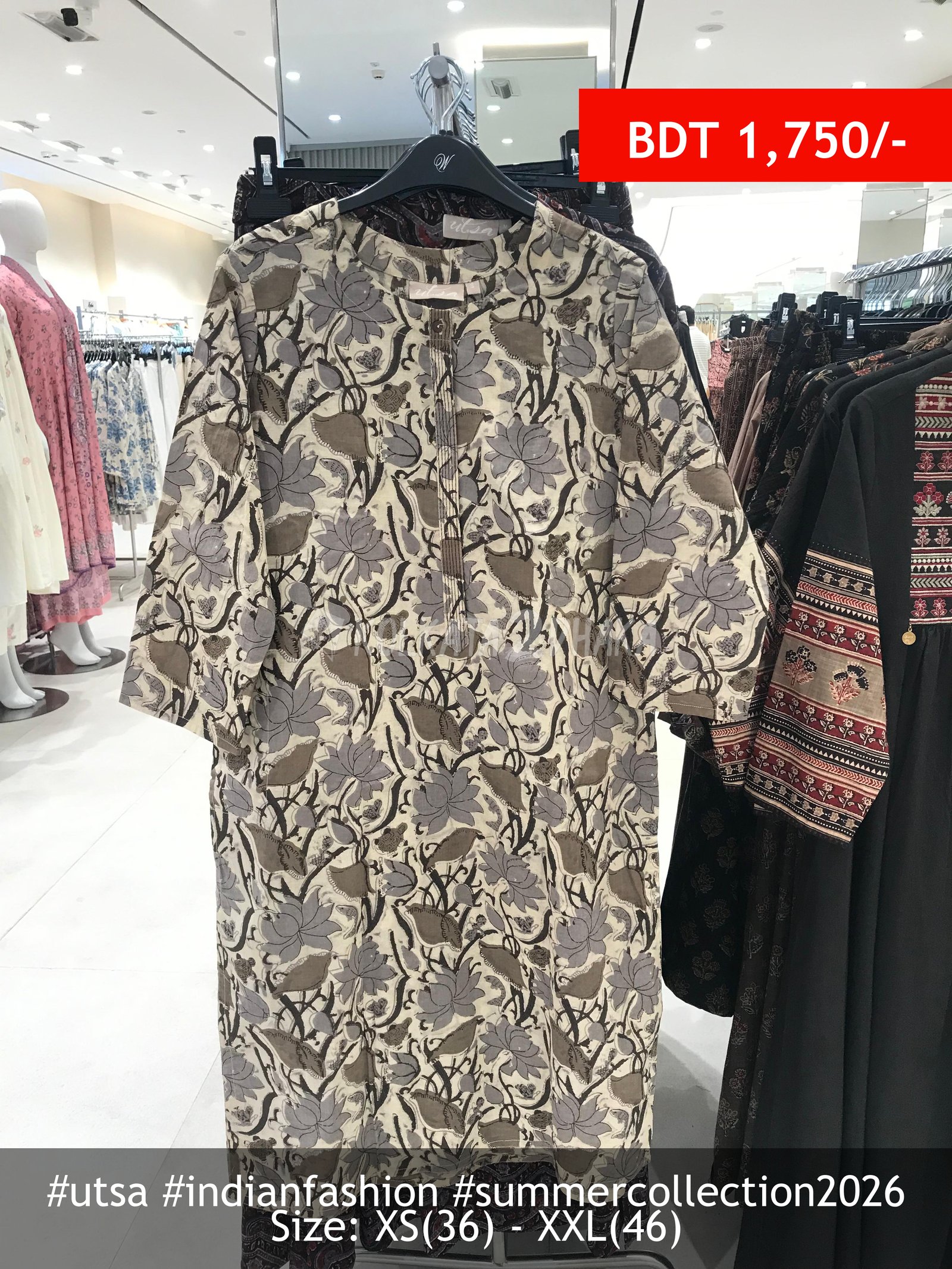 Utsa Grey Straight Kurta