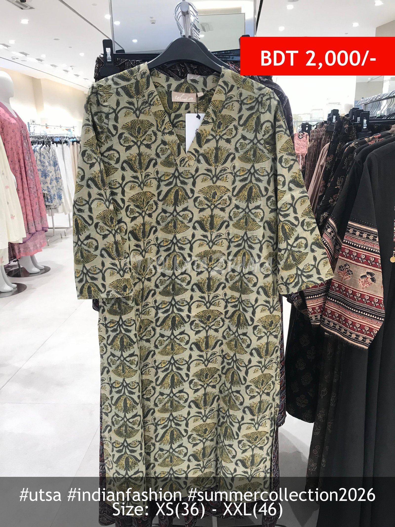 Utsa Green Straight Kurta