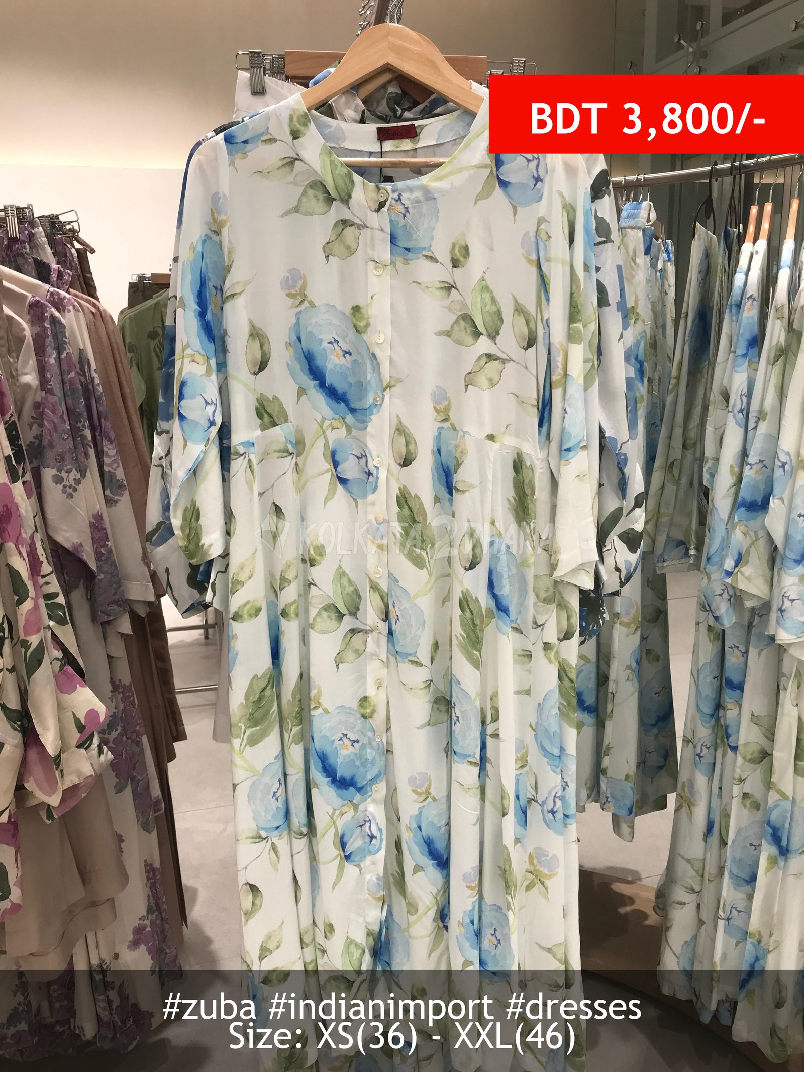 Zuba Blue Printed Kurta