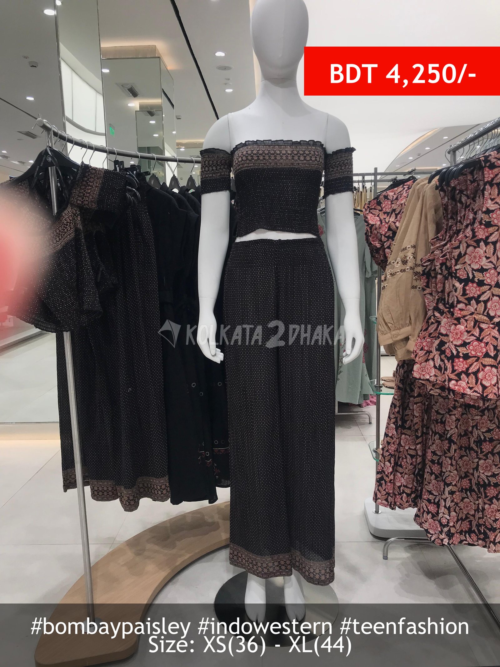 Bombay Paisley Black Top-Palazzo Set