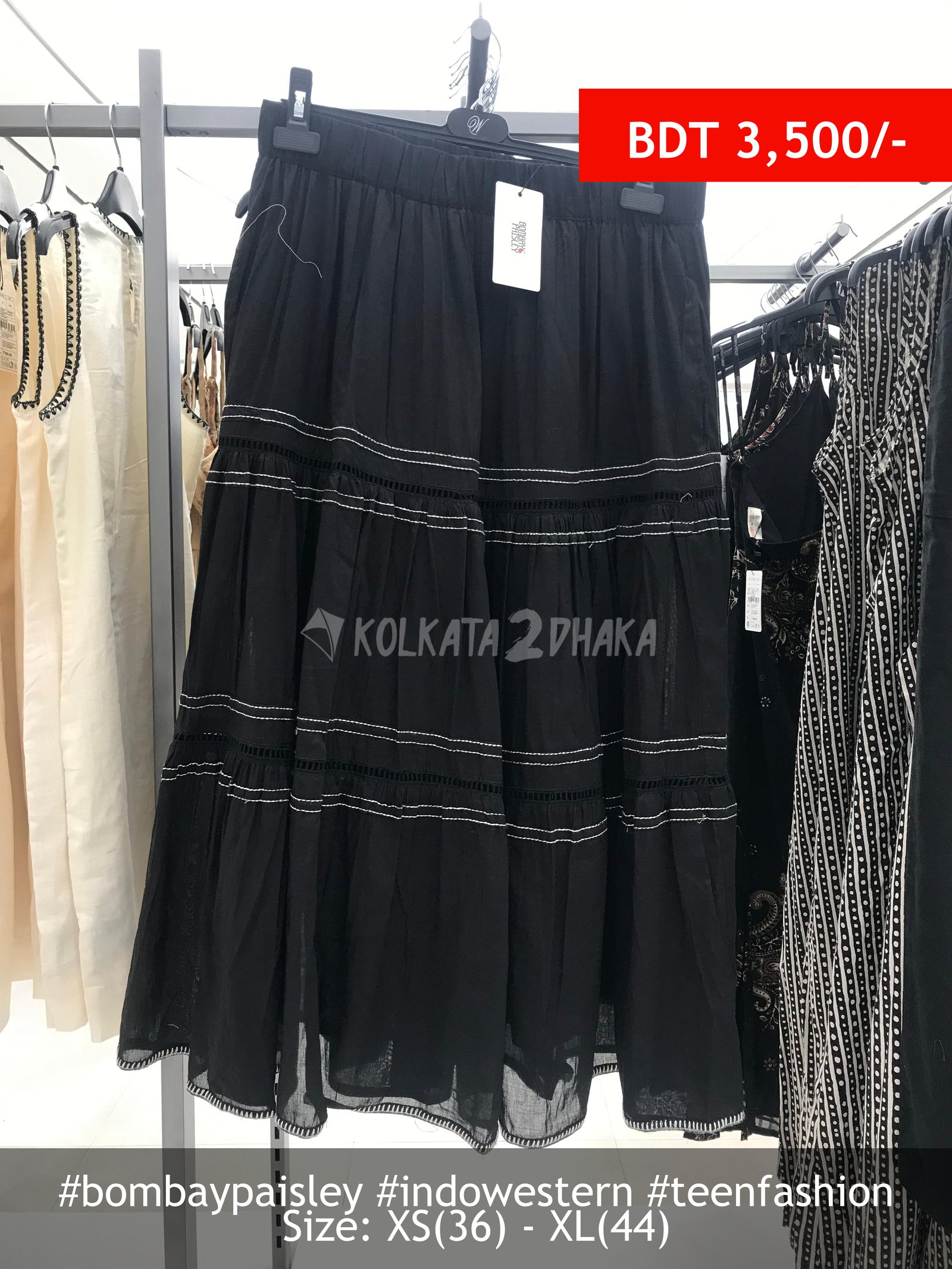 Bombay Paisley Black Skirt