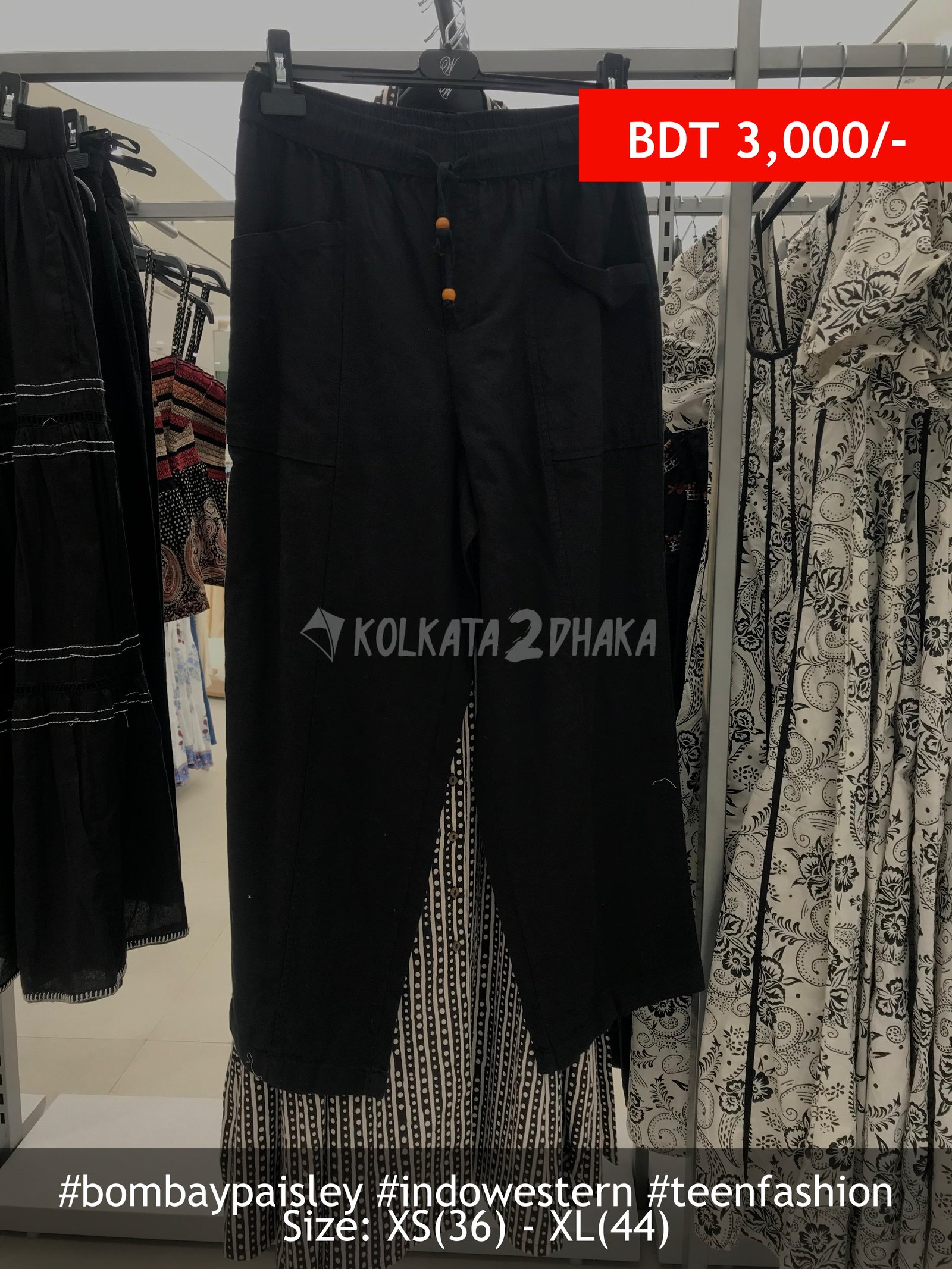 Bombay Paisley Black Pants