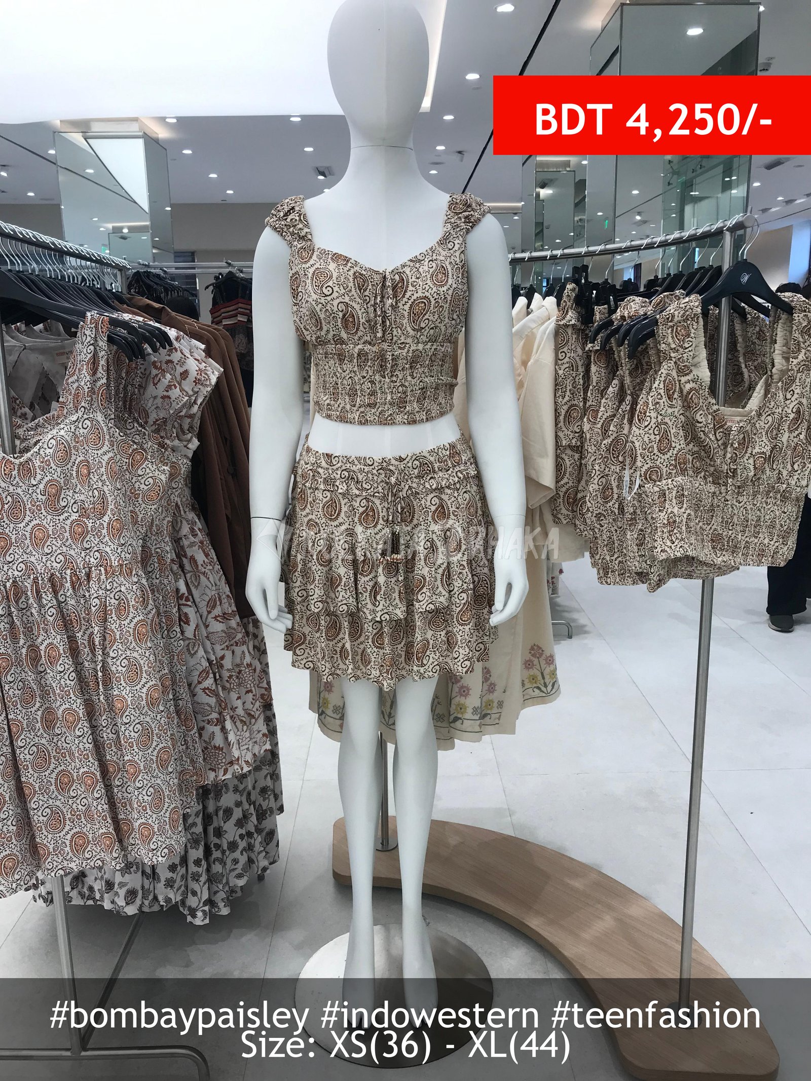 Bombay Paisley Off-White Top & Mini Skirt