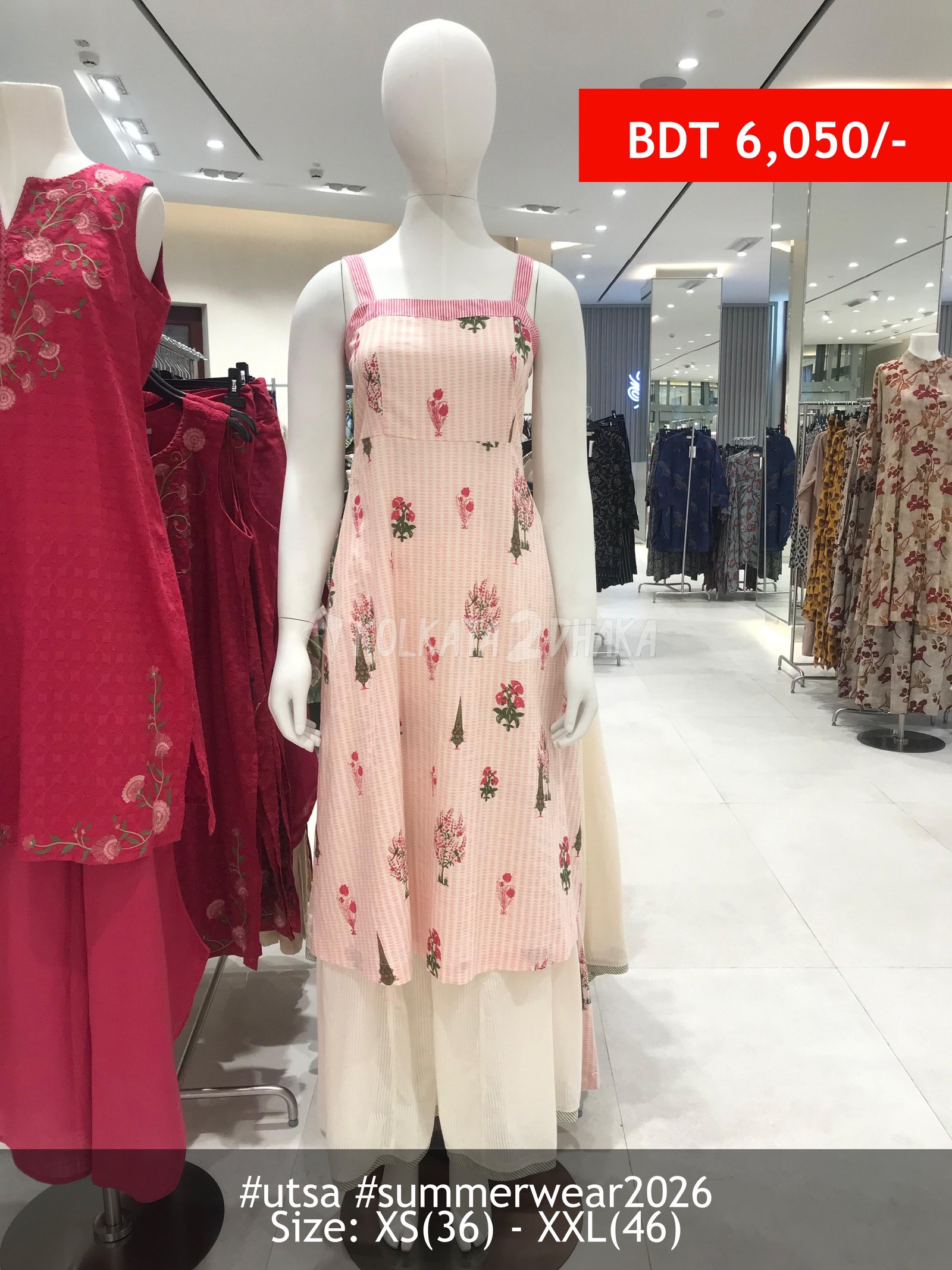 Utsa Pink Dress with Palazzo