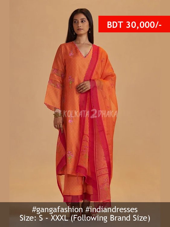 Ganga Fashion Dusty Orange Silk Festival Kurta Set