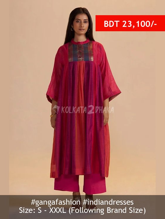 Ganga Fashion Wine and Rani Pink Woven Co-ord Set