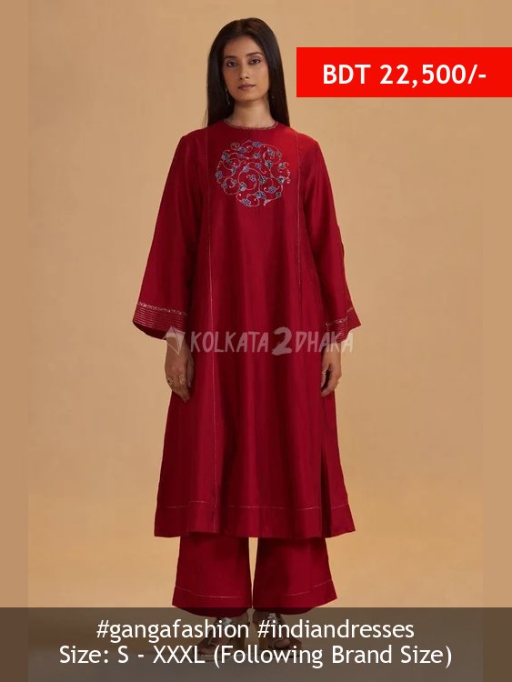 Ganga Fashion Maroon Silk Festival Co-ord Set