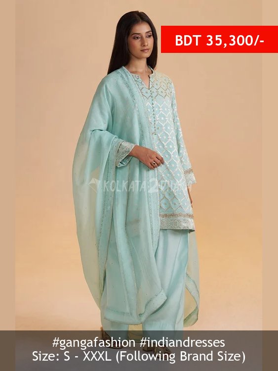 Ganga Fashion Moonlight Jade Pure Banarasi Jacquard Kurta Set