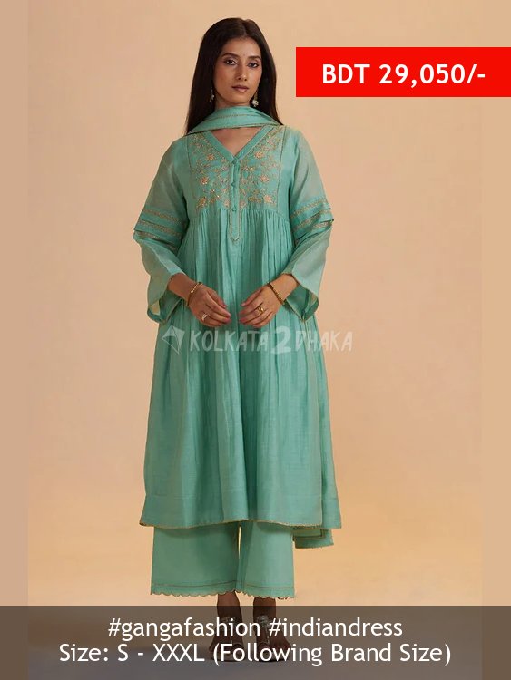 Ganga Fashion Dusty Jade Green Silk Festive Kurta Set
