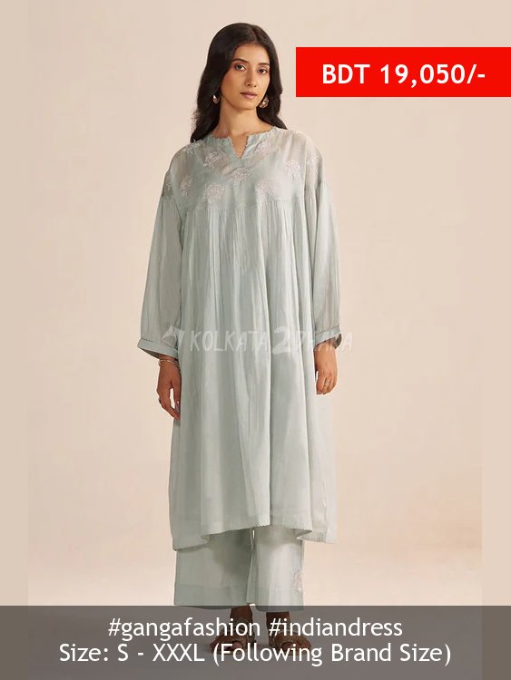 Ganga Fashion Dawn Grey Mul-Chanderi Festive Co-ord Set