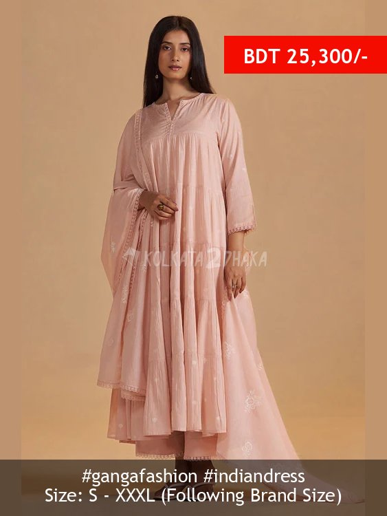 Ganga Fashion Evening Sand Mul-Mul Anarkali Kurta Set