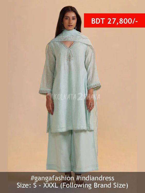 Ganga Fashion Misty Blue Chanderi Festive Kurta Set