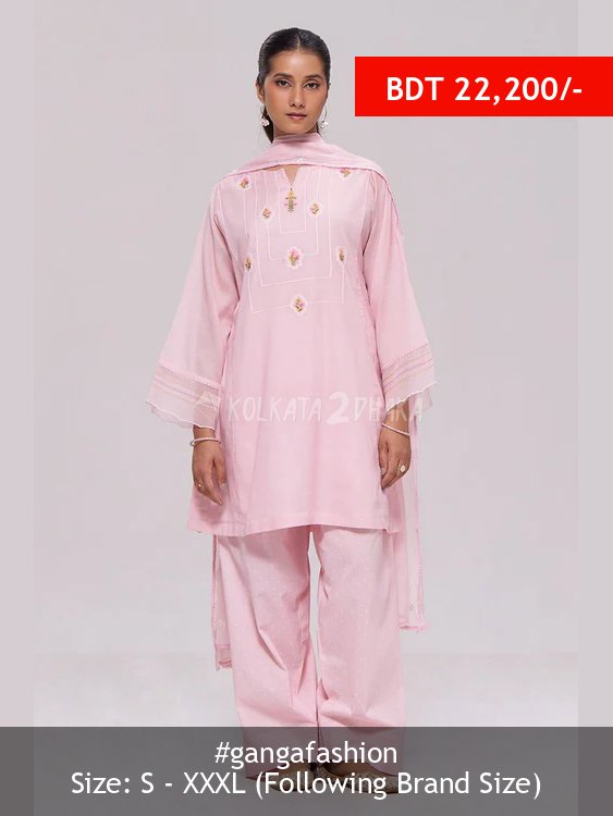 Ganga Fashion Dreamy Pink Mul-Chanderi Kurta Set