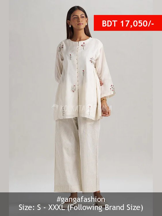 Ganga Fashion Ivory Mul-Mul Co-ord Set