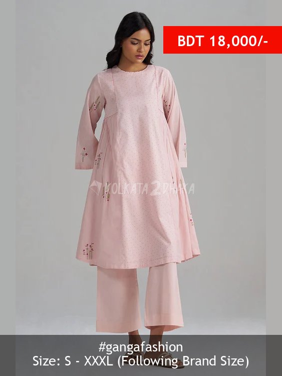 Ganga Fashion Rose Pink Mul-Mul Co-ord Set