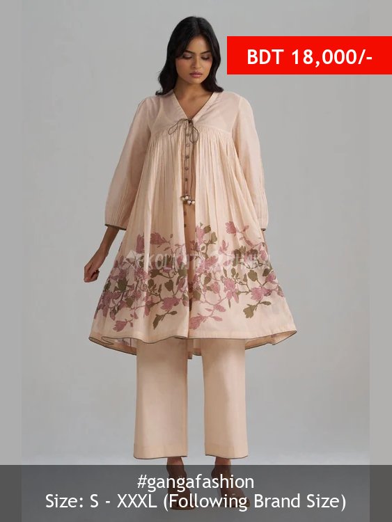 Ganga Fashion Baby Peach Mul-Mul Co-ord Set