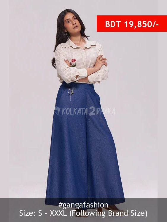 Ganga Fashion Off-White and Denim Blue Co-ord Set