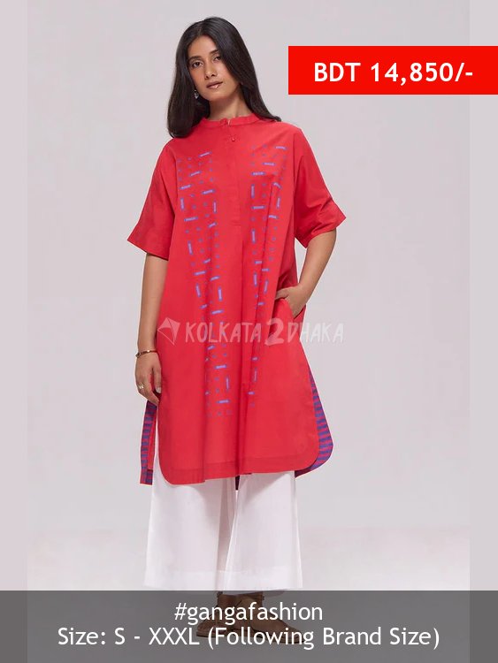 Ganga Fashion Red Pure Cotton Co-ord Set