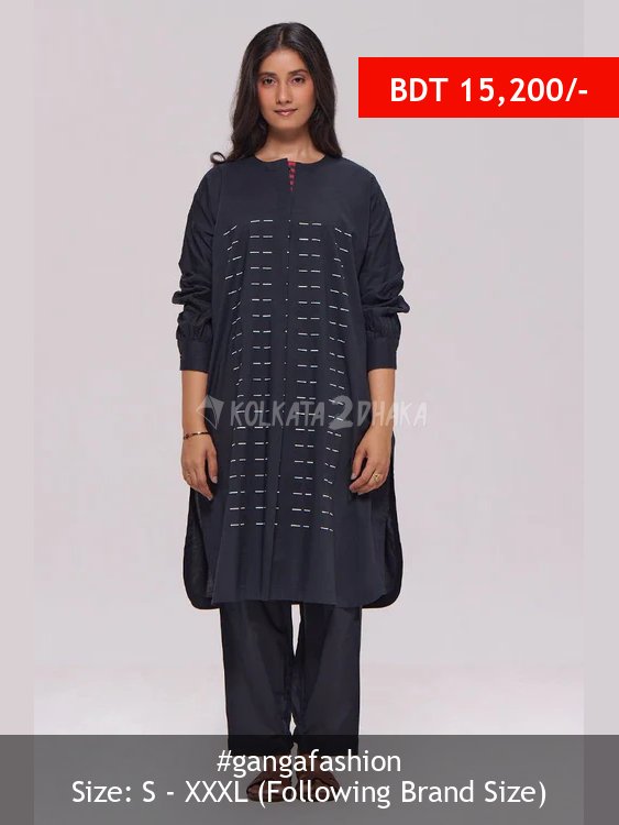 Ganga Fashion Black Pure Cotton Co-ord Set