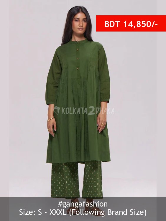 Ganga Fashion Vineyard Green Cotton Co-ord Set