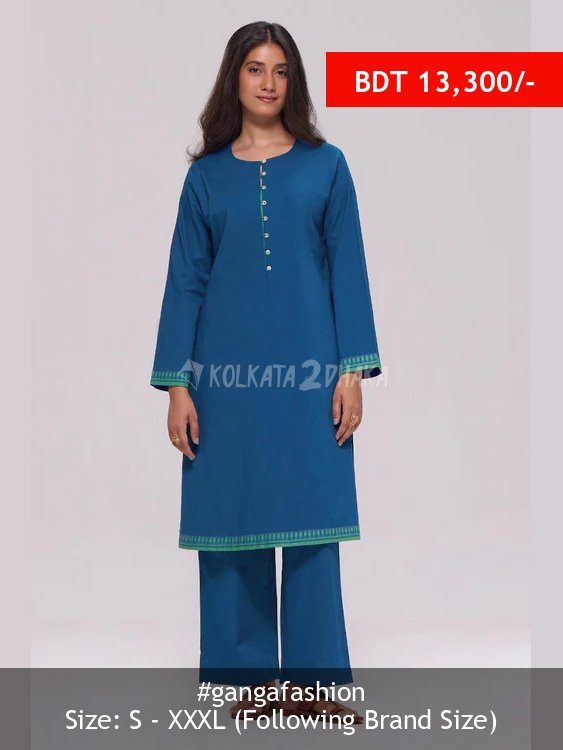 Ganga Fashion Deep Blue Cotton Co-ord Set