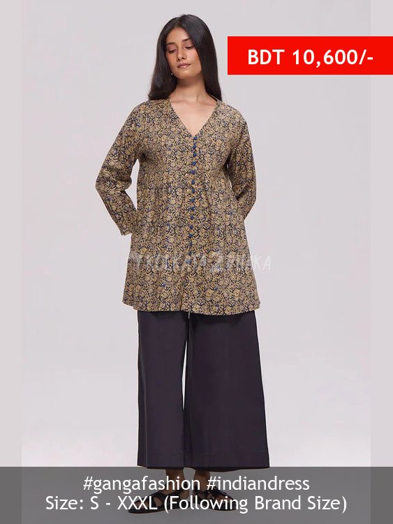 Ganga Fashion Black and Blue Cotton Co-ord Set