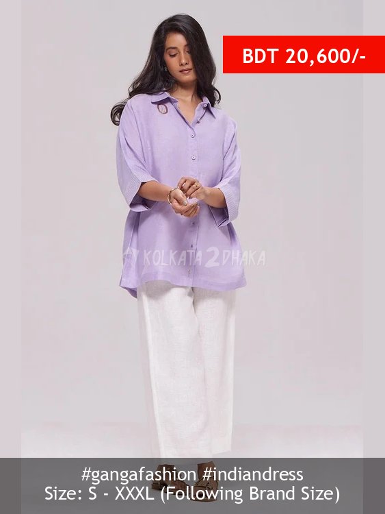 Ganga Fashion Pastel Lilac Pure Linen Shirt