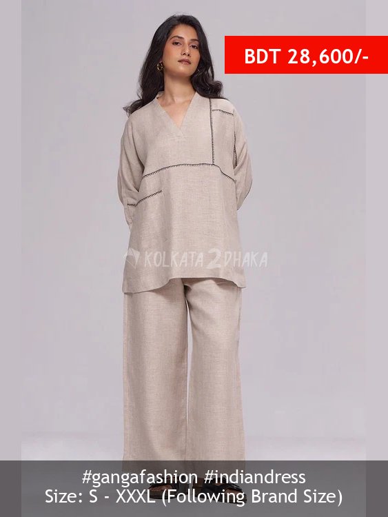 Ganga Fashion Undyed Natural Linen Co-ord Set