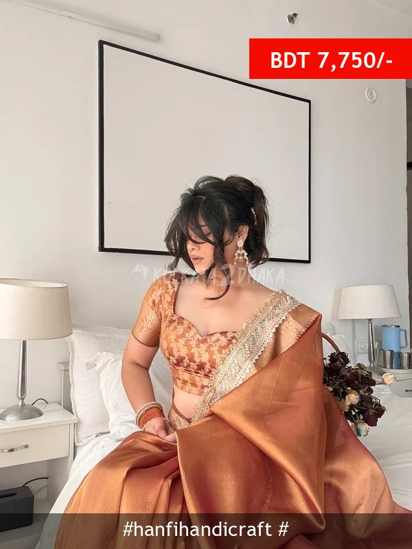 Hanfi Handicraft Copper Gold Banarasi Riwaayat Tissue Silk Saree