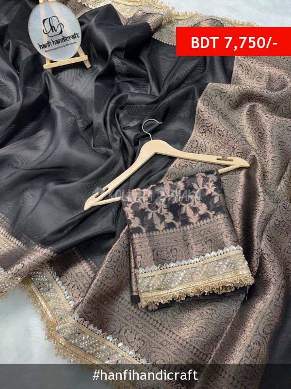 Hanfi Handicraft Royal Black Banarasi Riwaayat Tissue Silk Saree