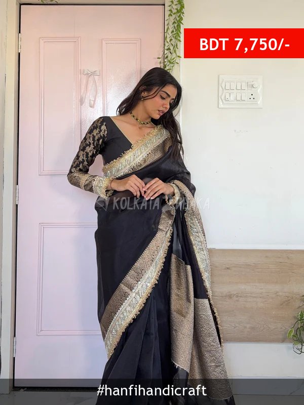 Hanfi Handicraft Royal Black Banarasi Riwaayat Tissue Silk Saree