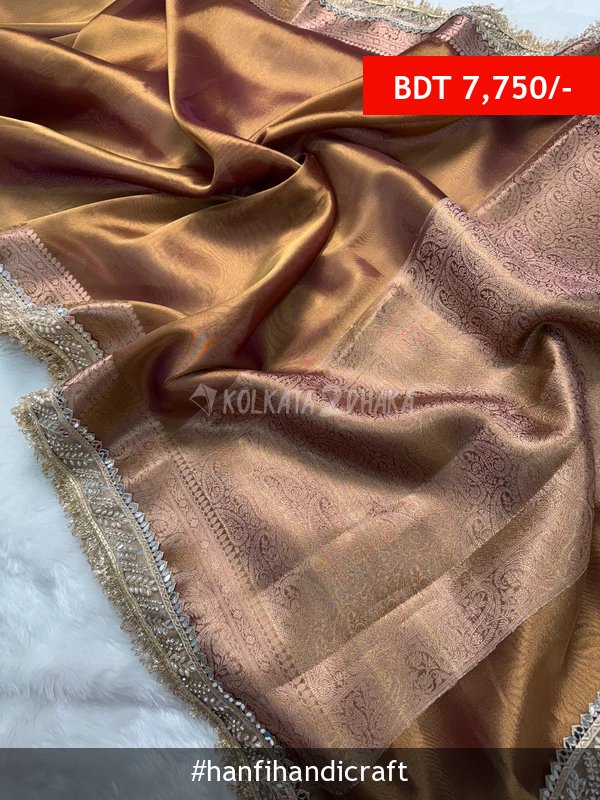 Hanfi Handicraft Copper Gold Banarasi Riwaayat Tissue Silk Saree