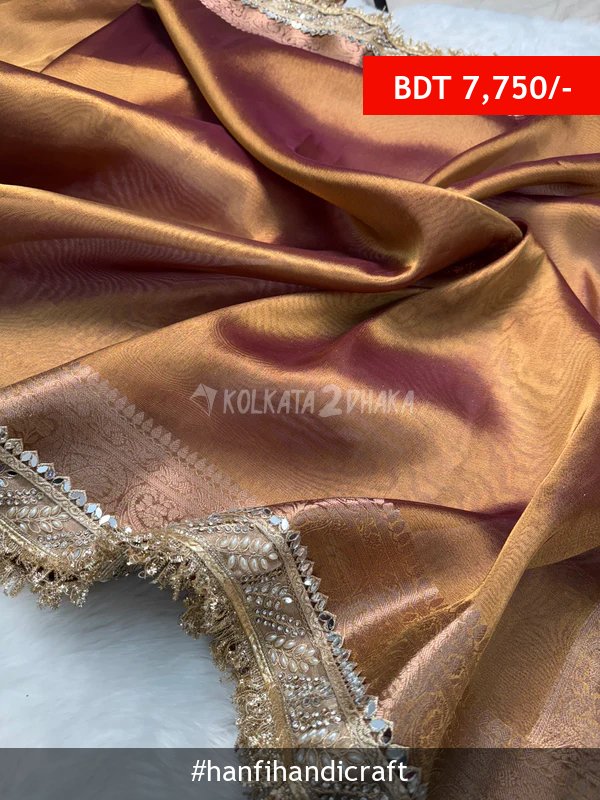 Hanfi Handicraft Copper Gold Banarasi Riwaayat Tissue Silk Saree