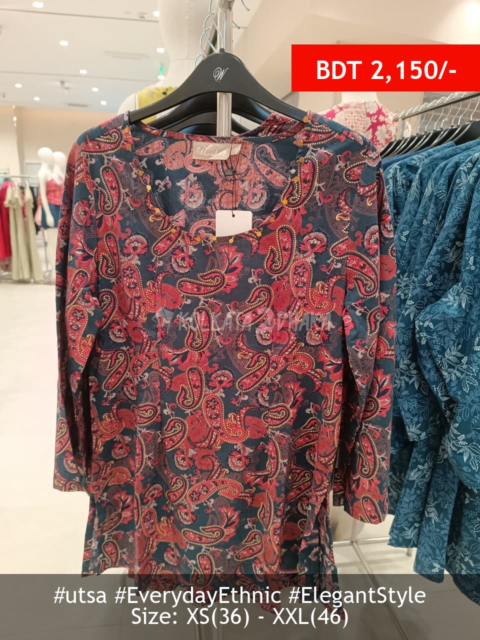 Utsa red floral kurta