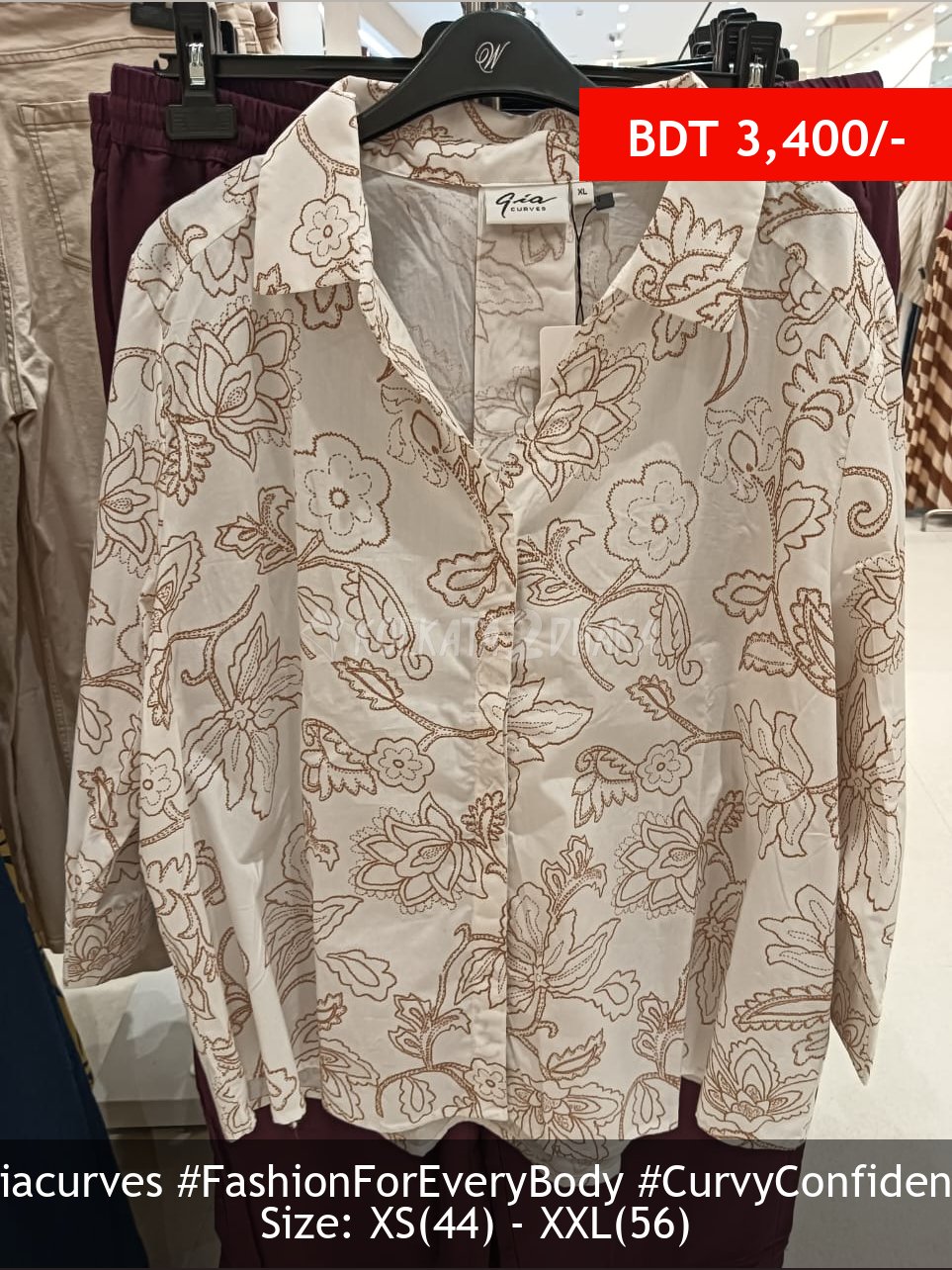 Gia Curves Off white cinnamon blouse