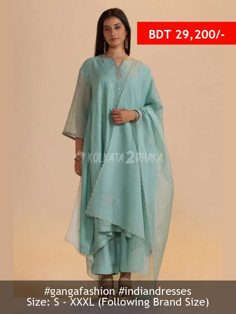 Ganga Fashion Pale Turquoise Chanderi Silk Festive Kurta Set