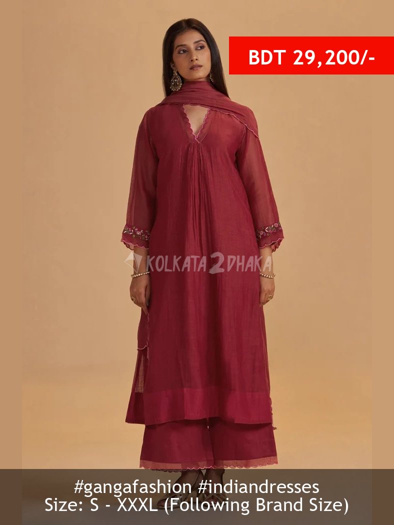 Ganga Fashion Deep Rose Chanderi Silk festive Kurta Set