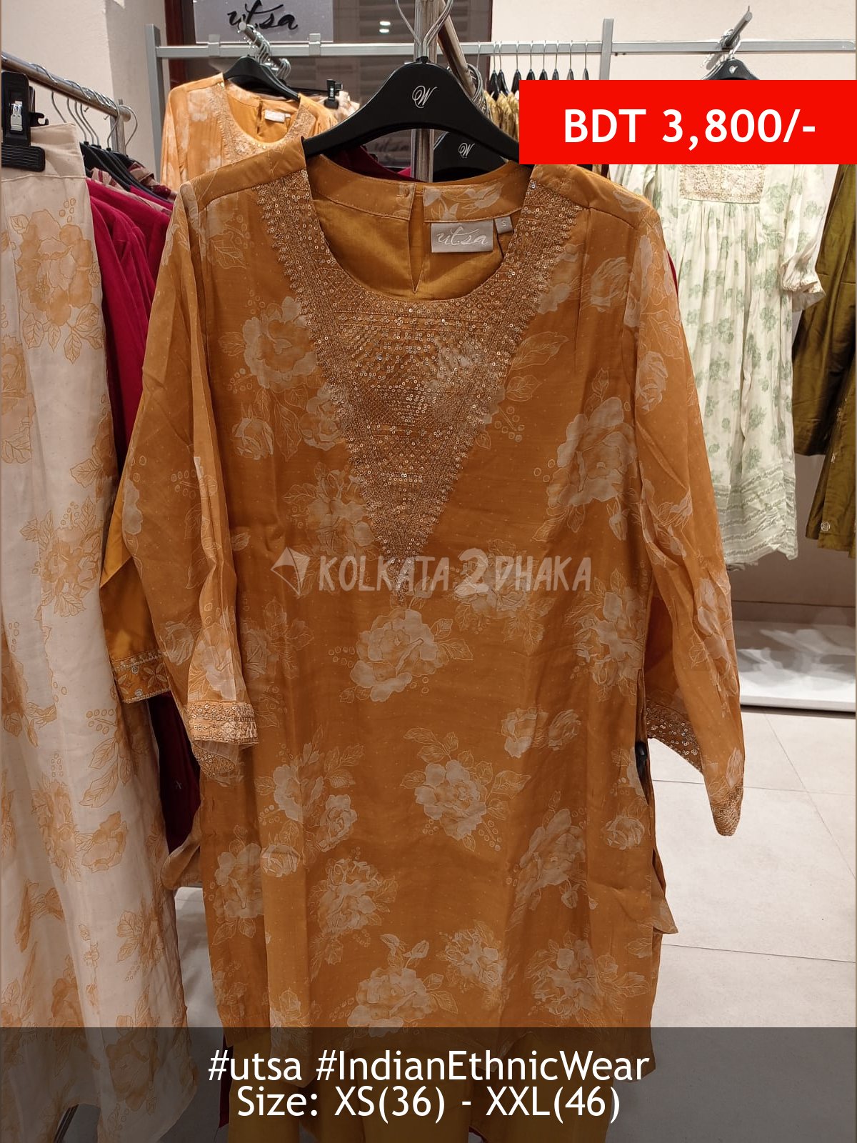 Utsa Mustard Kurta