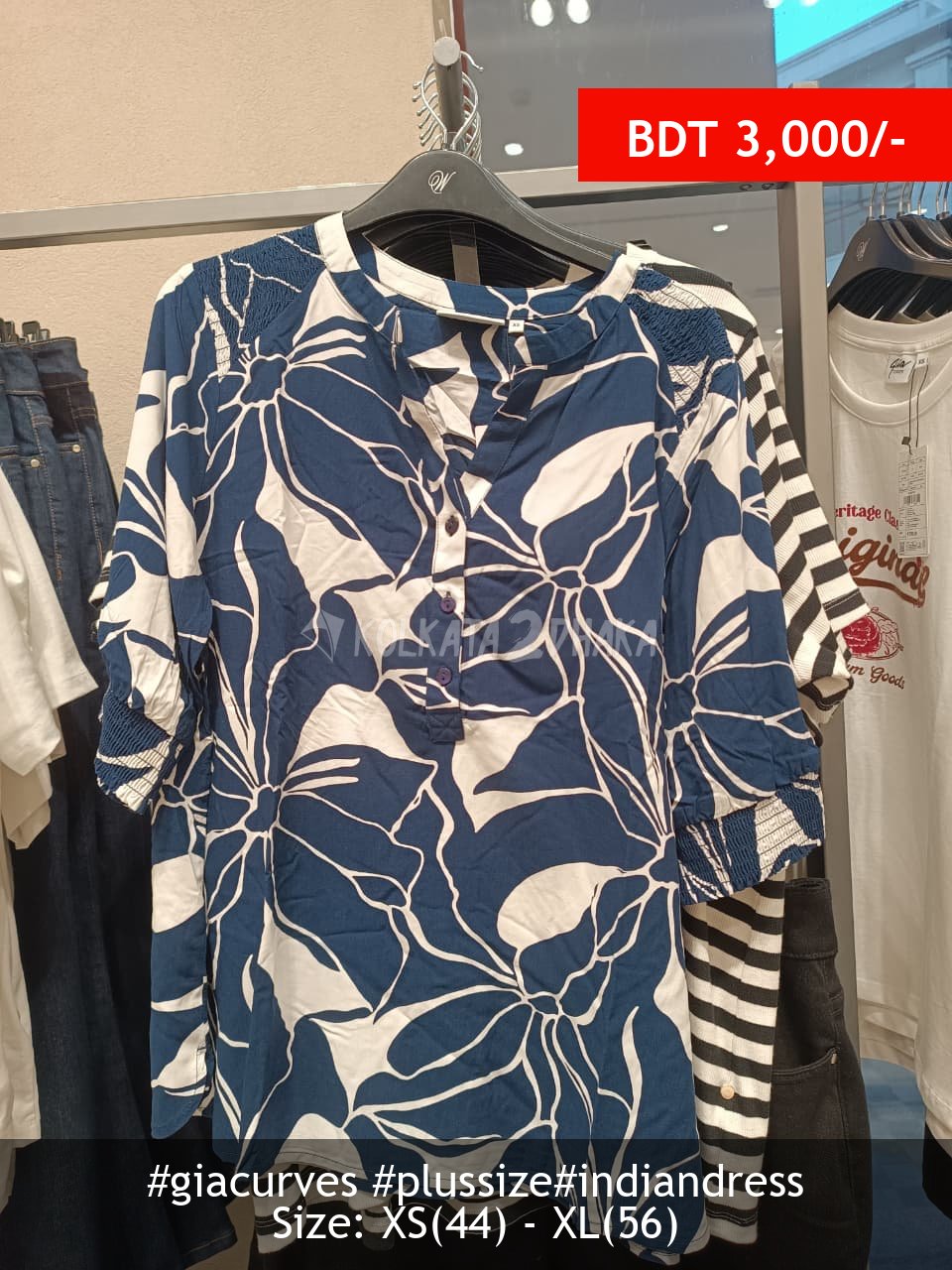 Gia Curves Blue White Blouse