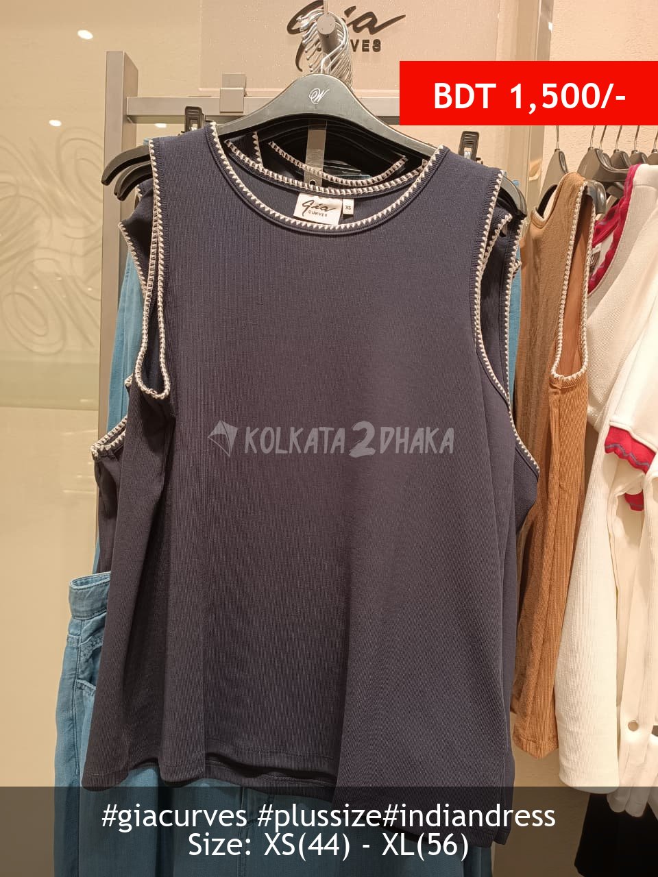 Gia Curves Navy Top