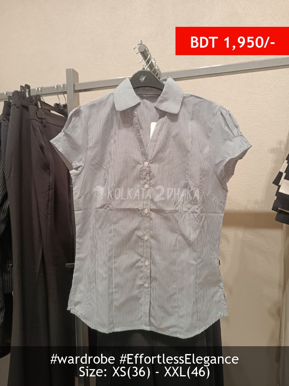 Wardrobe navy ivory shirt