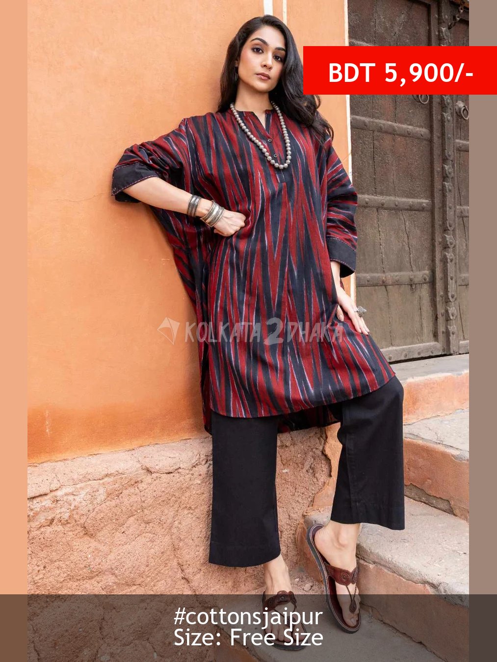 Cottons Jaipur Nagma Handloom Anti-Fit Kurta