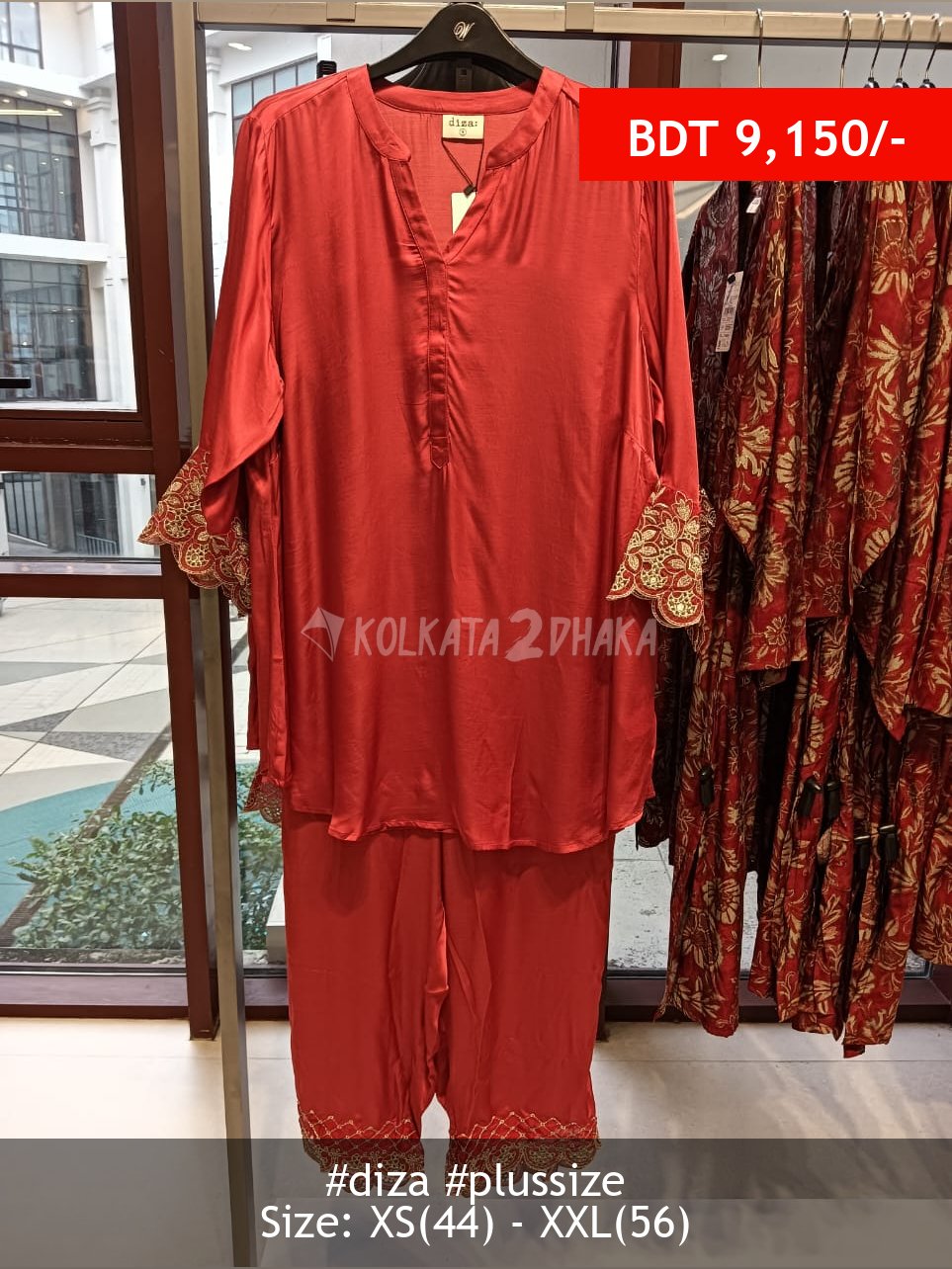 Diza red kurta set