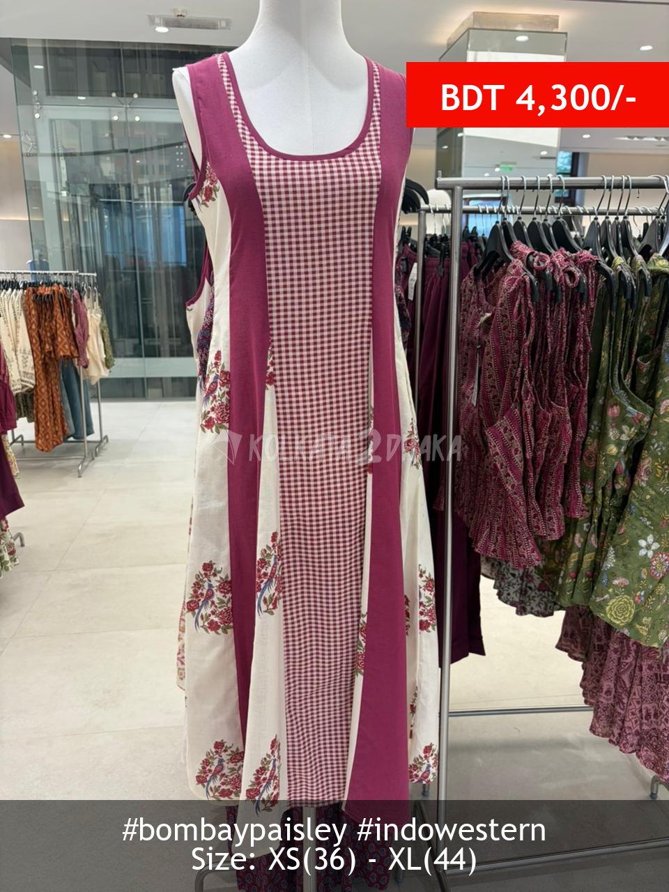 Bombay Paisley white pink dress