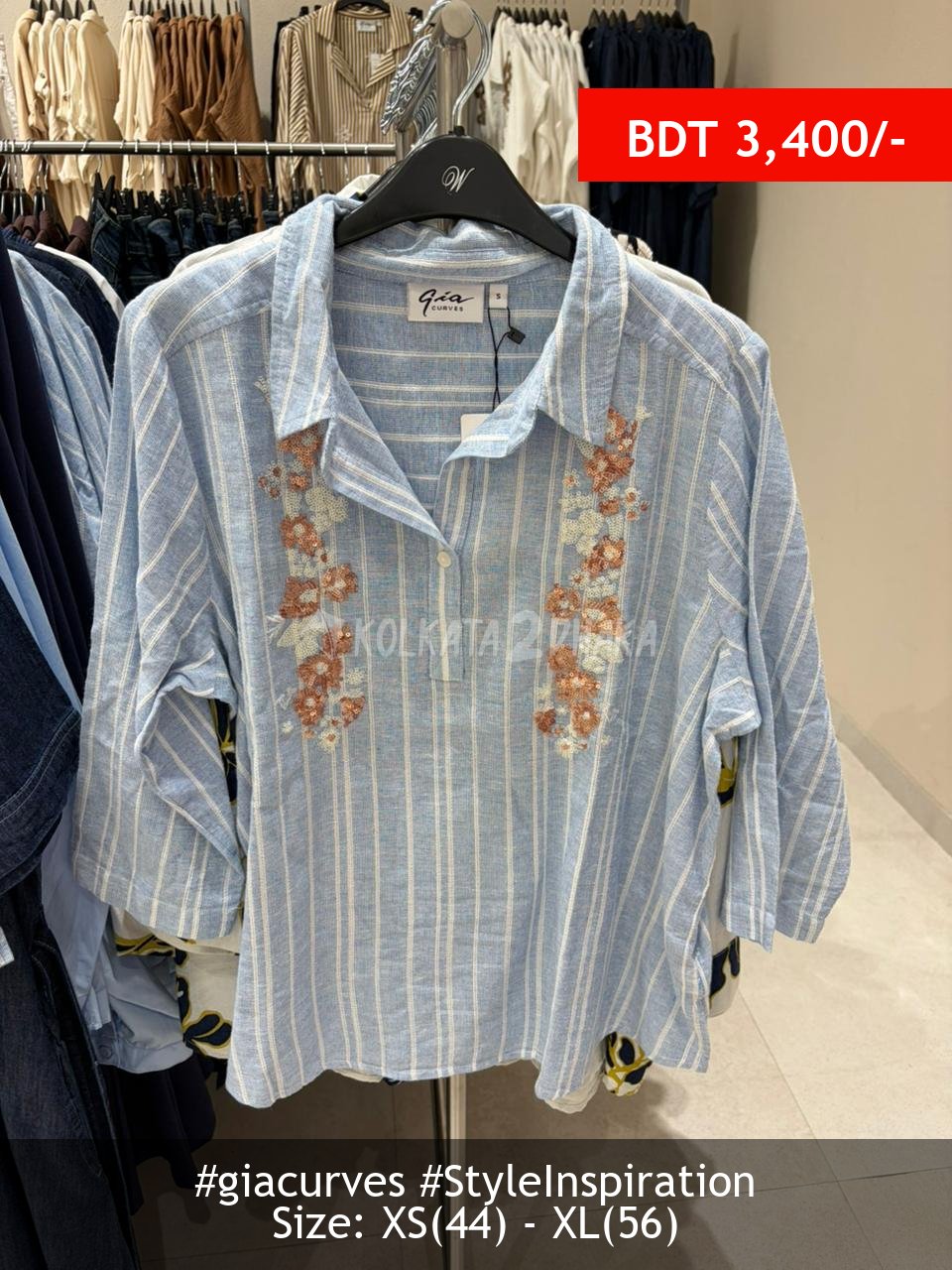 Gia Curves Blue Blouse