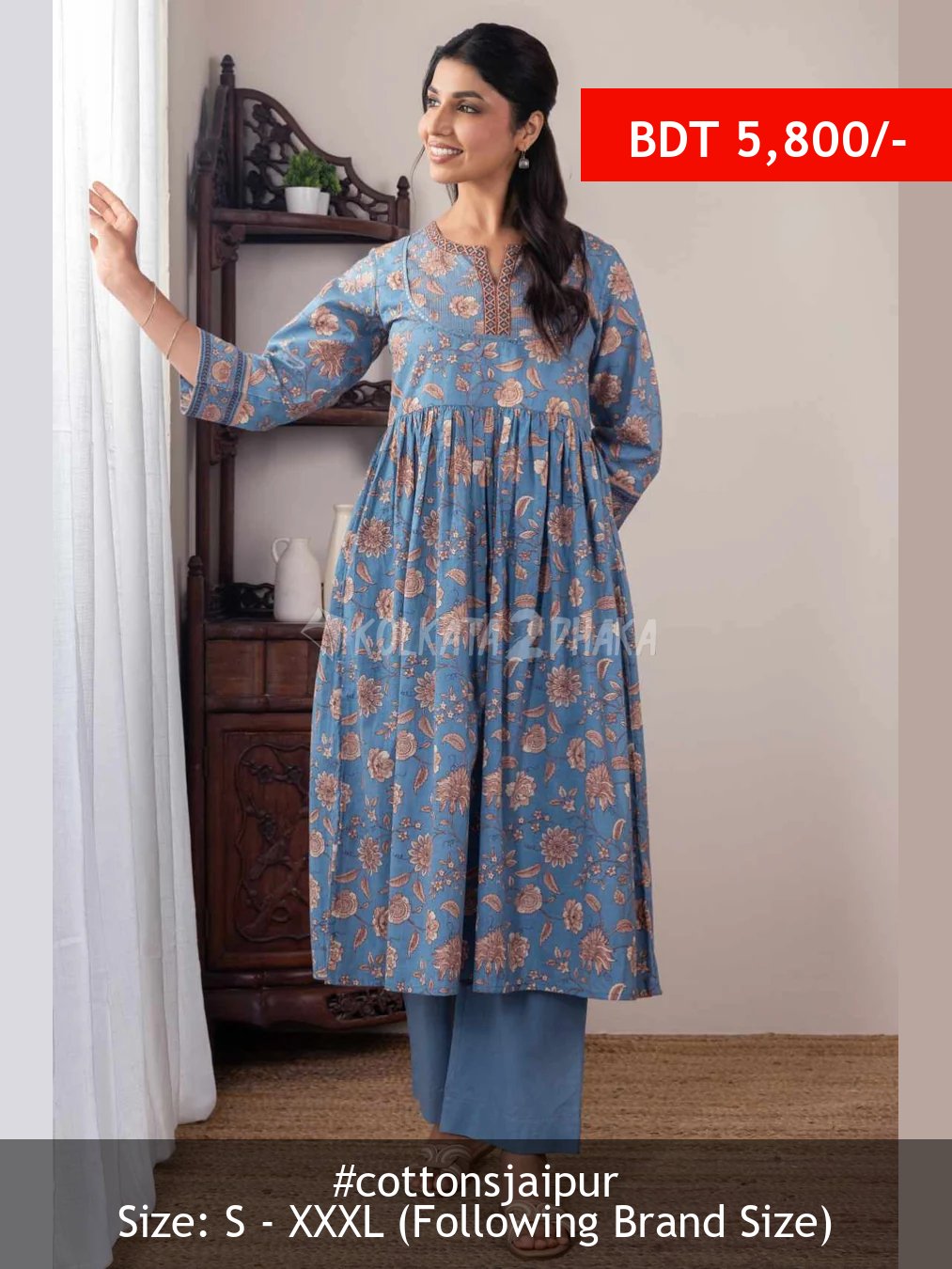 Cottons Jaipur Gulzar Yoke Kurta